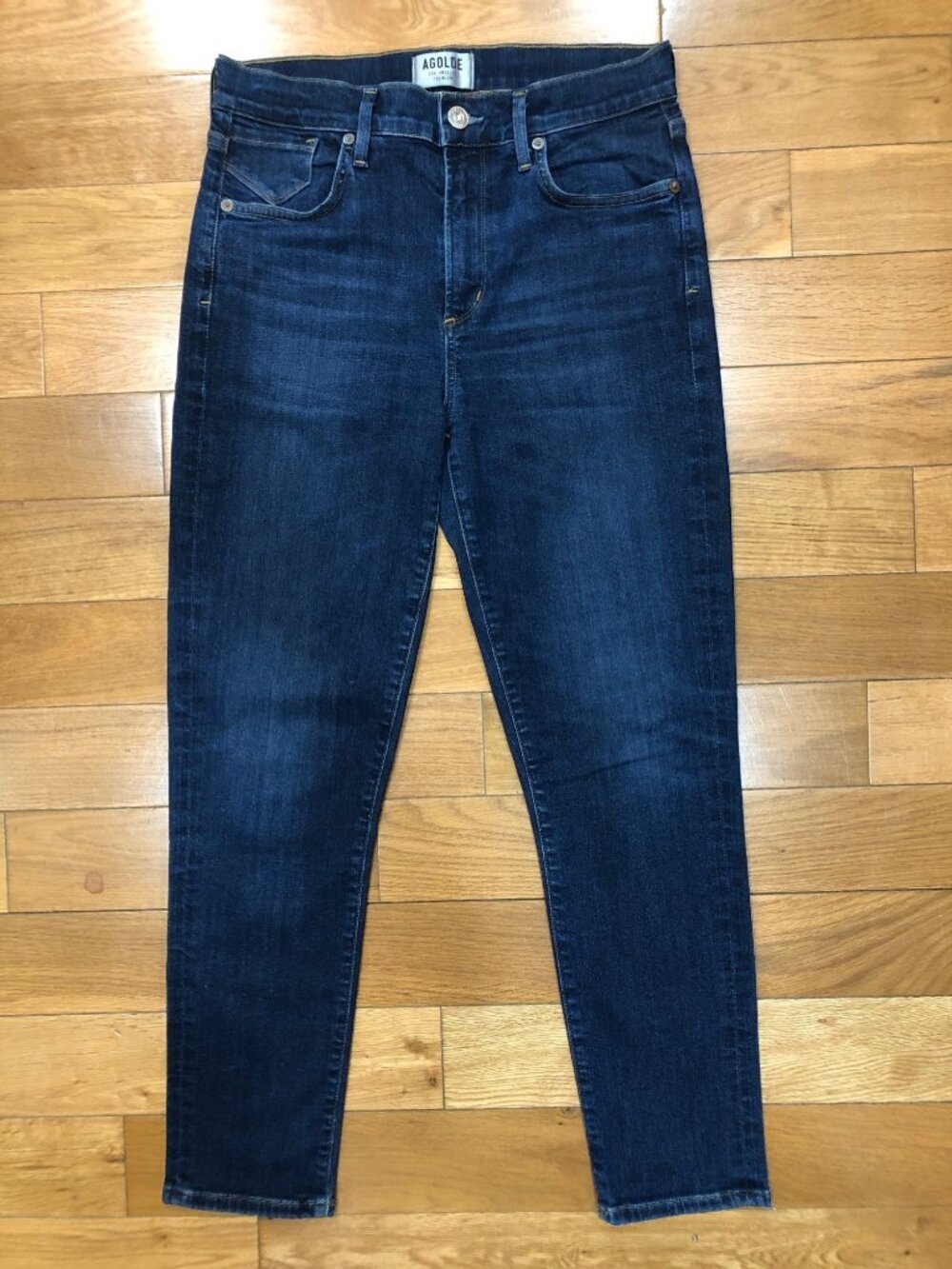 AGOLDE Sophie Organic Cotton Blend High Rise Skinny Cropped Blue Jean Size 28